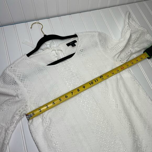 J. Crew Women's White Short Sleeve Crew Neck Lace Dress Size 0 - Picture 8 of 8